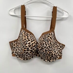 Cacique Leopard Print Full Coverage Bra Brown Tan Underwire Adjustable Straps‎